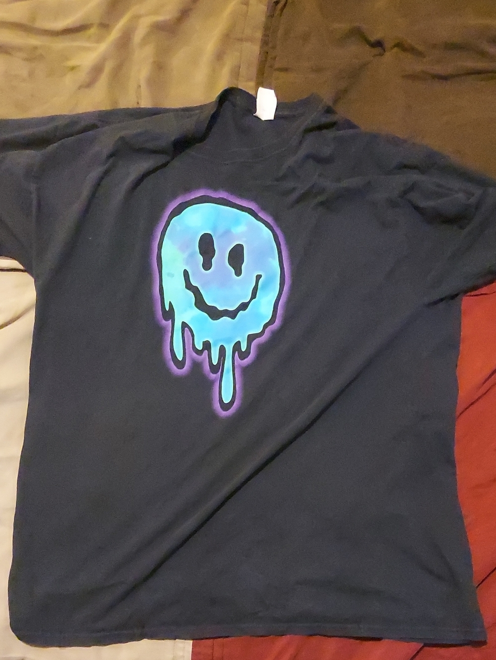 Men's Short Sleeve Graphic Tee - Blue Drip Smiley